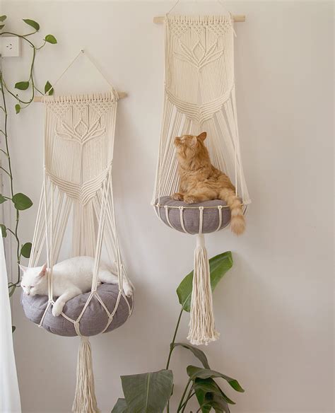 Macrame Cat Hammock Hanging Cat Bed Pet Wall Furniture Boho Etsy