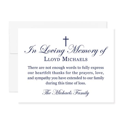 Buy In Loving Memory Navy Blue Personalized Funeral Thank You Cards
