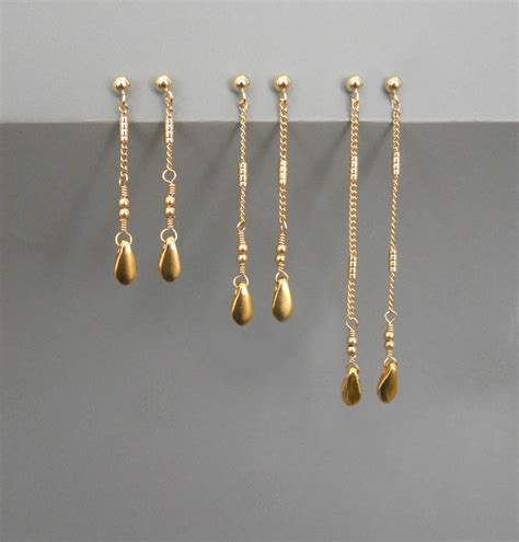 Delicate Gold Dangling Earrings Gold Dangling Earrings Long Etsy