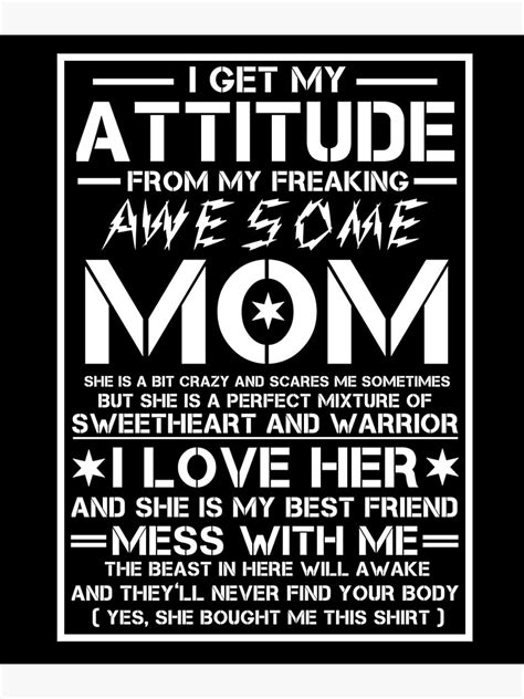I Get My Attitude From My Freaking Awesome Mom T Canvas Print By