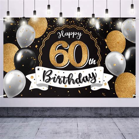 Nelbiirth Happy 60th Birthday Decorations60th Black And Gold