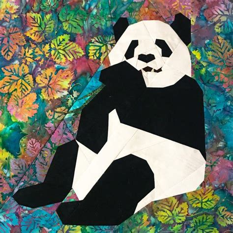 Giant Panda Paper Piecing Quilt Pattern Pdf Colcha De Panda Piezas