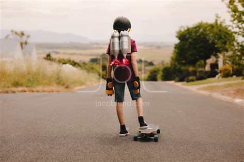 Jetpack Boy With Skateboard Jacob Lund Photography Store Premium