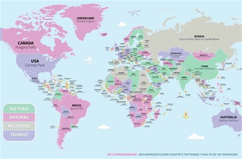 Every Countrys Most Popular Attraction On One Cool Map Flytrippers