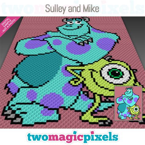 Sulley And Mike C2c Graph Sc Graph Cross Stitch Graph By Two Magic Pixels