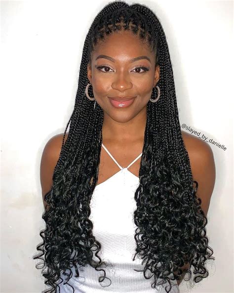 10 Packs Box Braids With Curls Pre Looped Small Box Braids With Curly