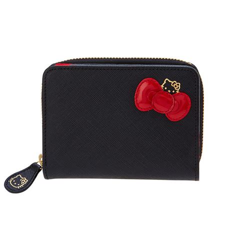 Folding Wallet Real Leather Hello Kitty Sanrio Ribbon Meccha Japan