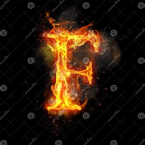 Fire Letter F Of Burning Flame Light Stock Illustration Illustration