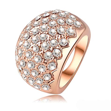 Beimai Rose Gold Color Cubic Zircon Big Rings For Women Shine Imitation