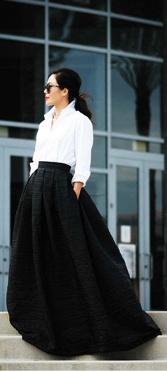 black maxi skirt and white button down shirt hallie daily fashion black maxi skirt style