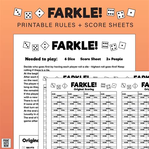 Farkle Printable Rules And Scoresheets Print As Many As You Need Easy