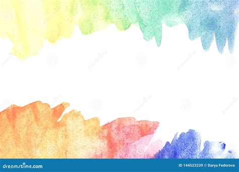 Border Of Abstract Watercolor Art Hand Paint On White Background