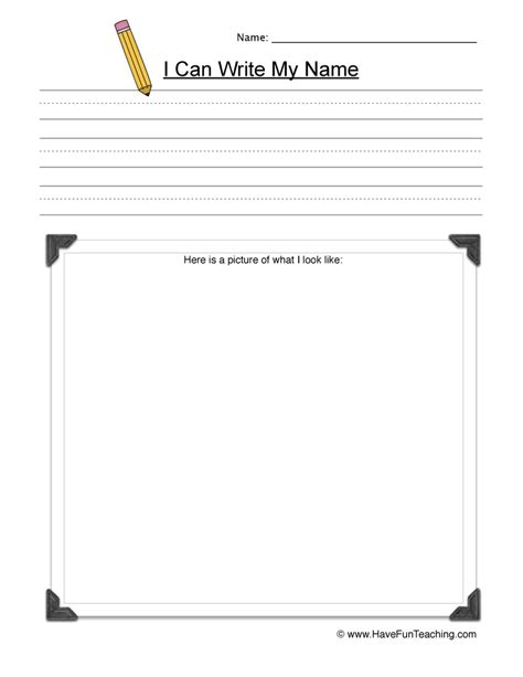 Worksheet for kids to practice writing the letter b as well as learning new vocabulary related to the letter. Write and Draw Your Name Worksheet | Have Fun Teaching