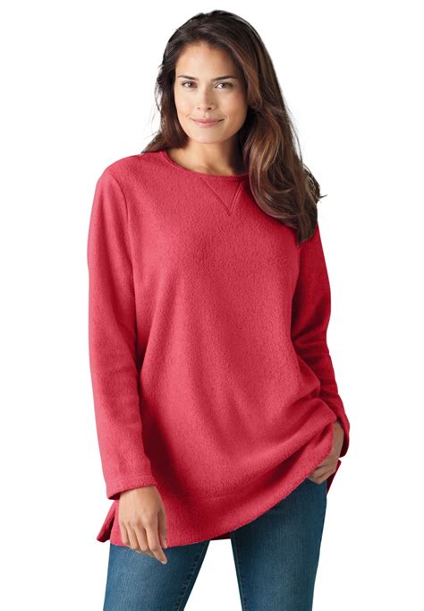 Woman Within Womens Plus Size Sherpa Sweatshirt Sweatshirt