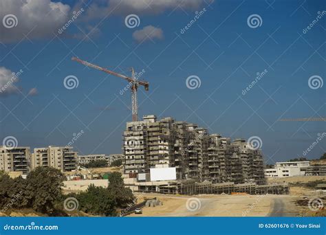 Harish, New City In Israel. Construction Site. Unfinished Buildings