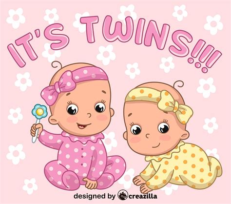 Twin Baby Girls Cartoon Cute Watercolor Bohemian Baby Cartoon