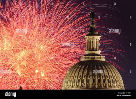 Fireworks Explode Over The Us Capitol Dome During Independence Day