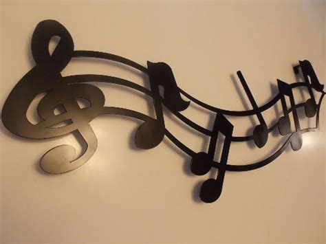 Large Metal Crafted Music Notes Wtreble Clef 36 Wall Etsy Metal