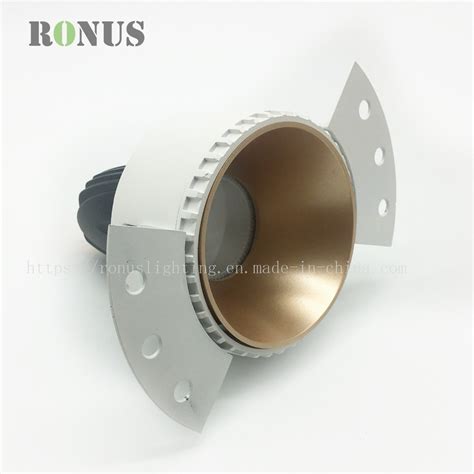 Square hotel ceiling spot light anti glare cob led recessed downlight. China LED COB Spotlight Matt Golden Rimless Spot Light ...
