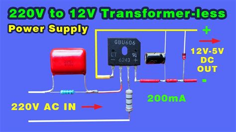 How To Convert Ac To Dc Without Transformer 220v To 12v Dc Converter Electronics Projects Diy