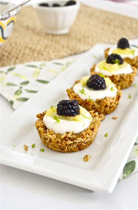 Granola Tart Shells With Greek Yogurt Lime Curd And Blackberries Are A Healthy Delicious