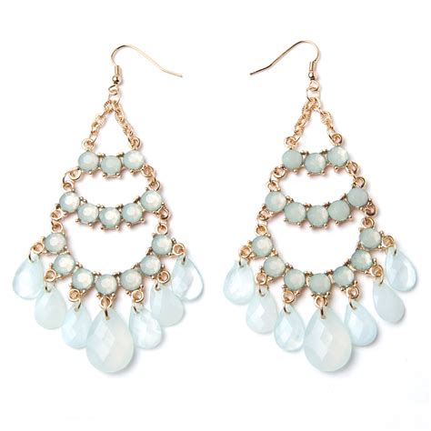 Fabulous Light Turquoise Colored Chandelier Earrings Turquoise