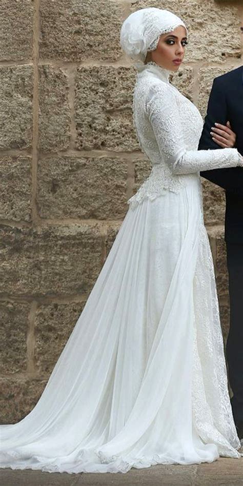 High Neck Muslim Wedding Dress Sexy Womens Bridal Gowns Arabic