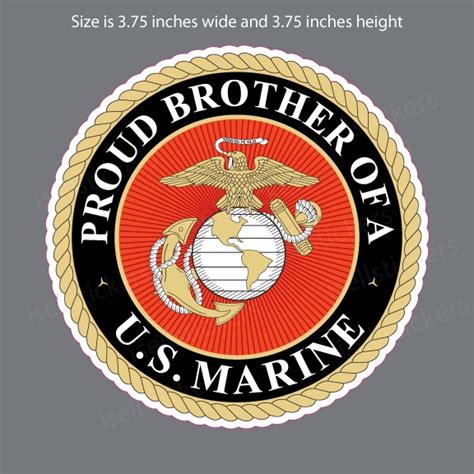 Proud Brother Of A Us Marine Corps Military Logo Window Decal Bumper