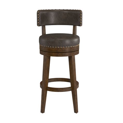 Hillsdale Lawton Wood And Upholstered Swivel Bar Height Stool With
