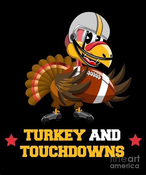 turkey and touchdowns thanksgiving and football digital art by sassy lassy pixels
