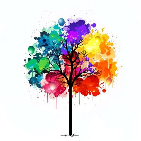Colourful Tree Background Colours Desktop Wallpaper Watercolor