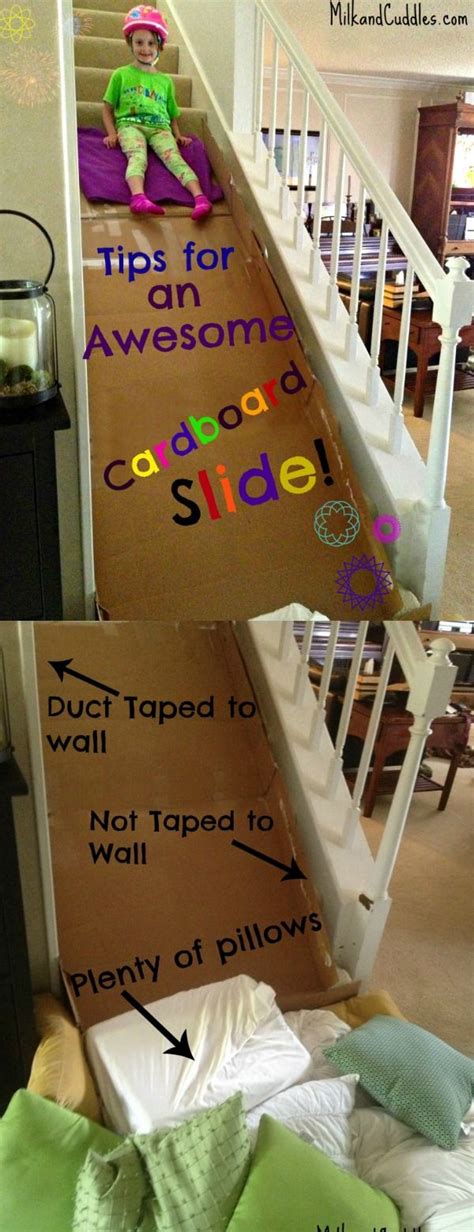 Everyday Best Shares How To Build A Cardboard Slide On Stairs Kids