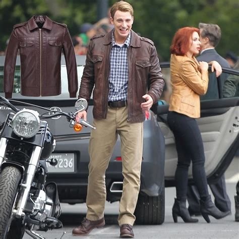 Marvel Avengers Captain America Cosplay Leather Jacket Chris Evans