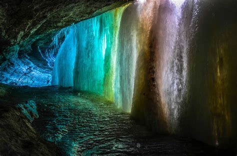 Rainbow Cave Frozen Waterfall In Minnesota Waterfall