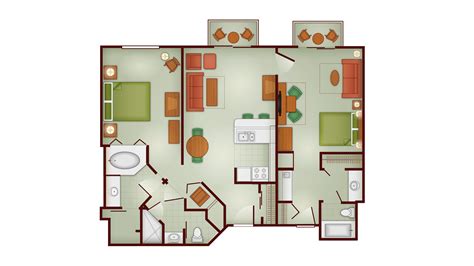 Boulder Ridge Villas 2 Bedroom Floor Plan Floorplansclick