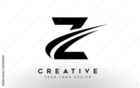Creative Z Letter Logo Design With Swoosh Icon Vector Stock Vector