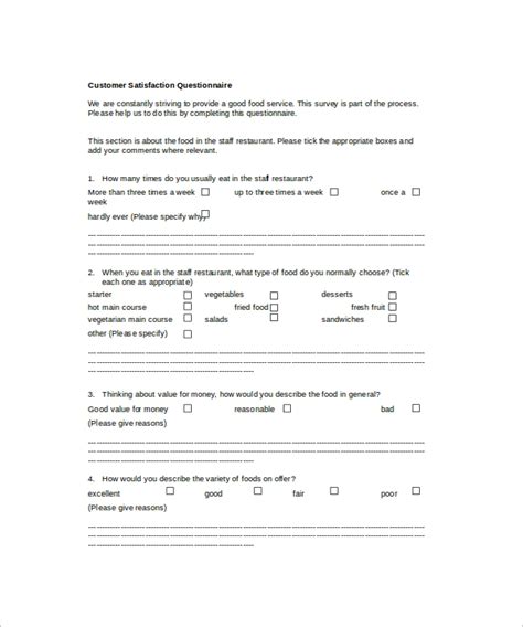 customer satisfaction survey template sample templates