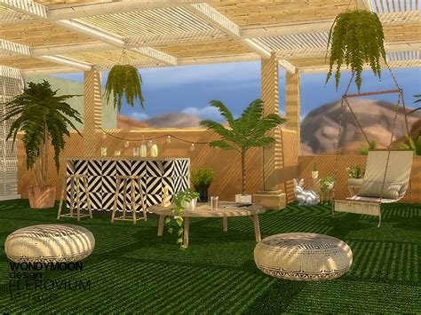 5 styles different cushions for the sofa. - Flerovium Terrace Found in TSR Category 'Sims 4 Garden Sets' | Terrace, Garden set, Outdoor decor