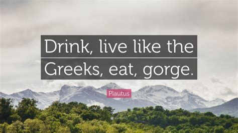 Plautus Quote “drink Live Like The Greeks Eat Gorge”