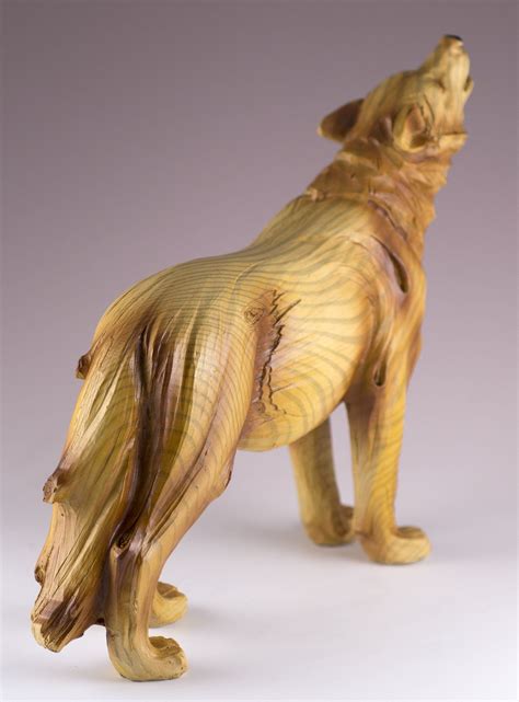 Howling Wolf Figurine The Painted Finish Mimics Wood Grain And The