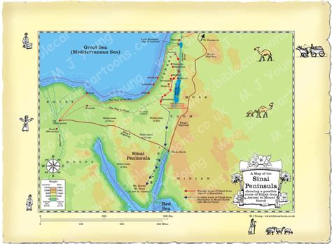 Bible Cartoons Map Of Sinai Showing A Possible Route Of Elijah From