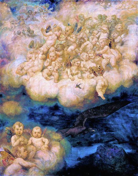Cloud Of Angels Digital Remastered Edition Painting By Hans Thoma