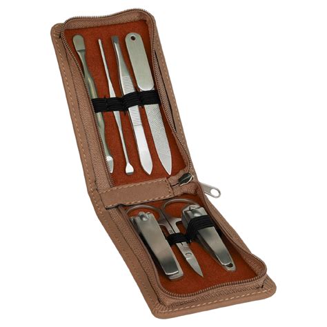 Manicure Gift Set Laserable Leatherette 7 Piece Blades Trophies
