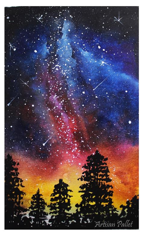 Watercolor Night Sky Painting On Behance In 2021 Watercolor Night Sky