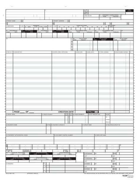 Ub04 Form Printable Printable Forms Free Online