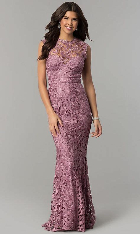 Mauve Embroidered Lace Long Mermaid Prom Dress Robe