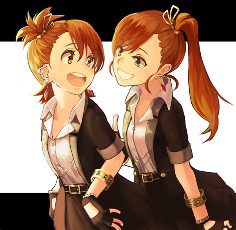 Brunette Twins Two Women Anime Anime Girls The Idolmster Futami