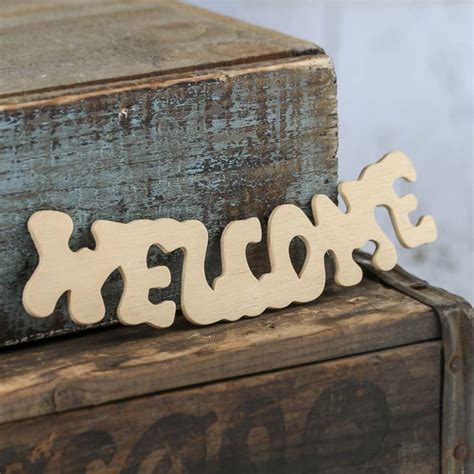 Unfinished Wood Welcome Cutout Word And Letter Cutouts Wood