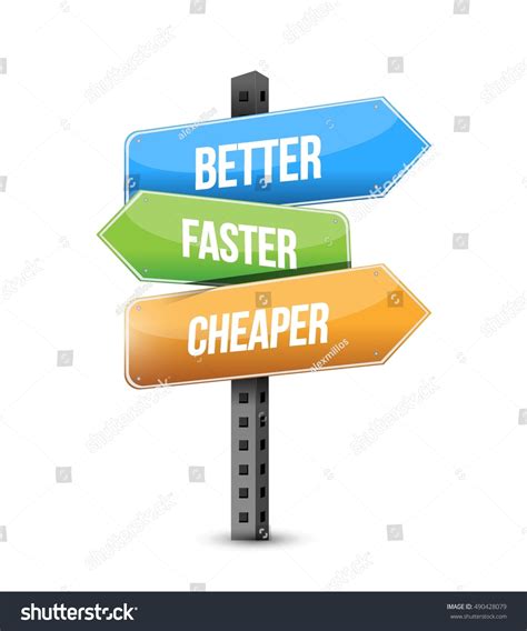 Better Faster Cheaper Road Sign Illustration Stock Vector Royalty Free