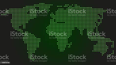 Green Dots Vector World Map With Dark Background Globe Travel
